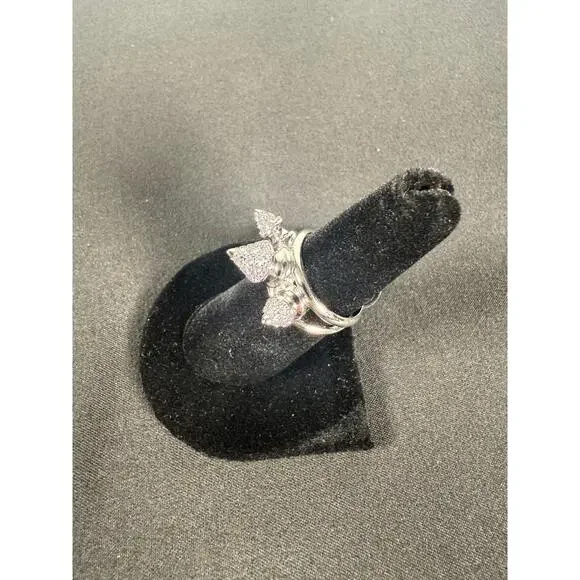 nOir JEWELRY RHODIUM HONEY 3 SPIKE PAVE RING SIZE 7 NWT - Picture 3 of 5